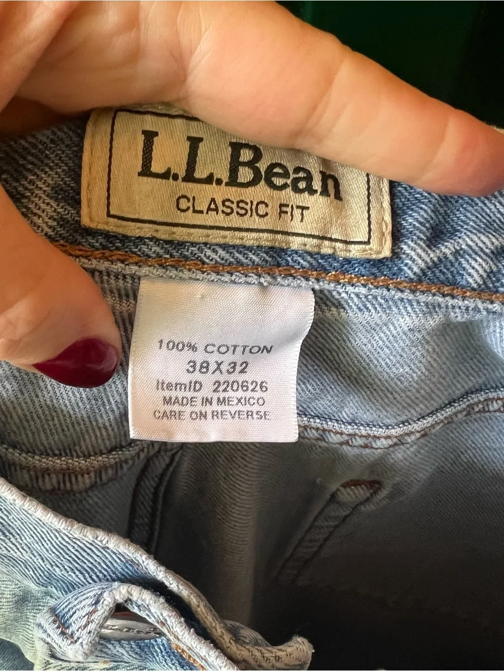 L.L. Bean Light Blue Denim Jeans with Brown Leather Patch